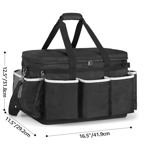 HODRANT Extra-Large Cleaning Caddy with EVA Hard Bottom, High Capacity Cleaning Supplies Organizer for Housekeeping & Home Work, Cleaner Tools Tote Bag with Shoulder Strap, Patent Design