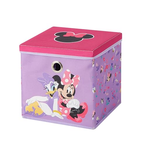 Idea Nuova Disney Minnie Mouse Collapsible Fabric Storage Cube,10” Organizer Bin with Lid for Bedroom, Playroom, and Closet - color: Minnie Mouse