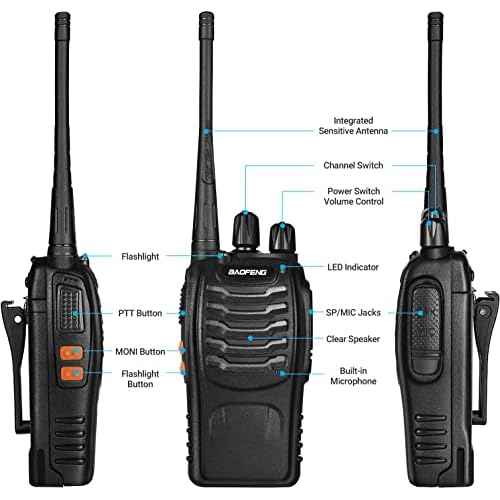 Baofeng Walkie Talkies for Adults Rechargeable bf-888s Two-Way Radios Long Range Interphone Handheld Communicator Professional UHF 8 Pack Walky Talky Set with Earpiece,Li-ion Battery and Charger