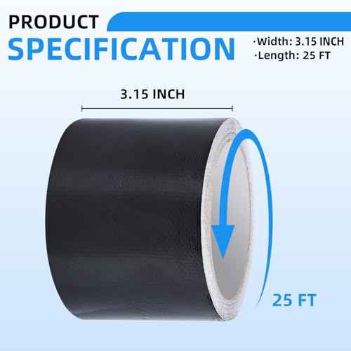 Heavy Duty Repair Tape for Tarp, Waterproof RV Awning, Outdoor Tarp, Canvas, Boat Covers, Sail, Tear Repair Patch Kit (Black)