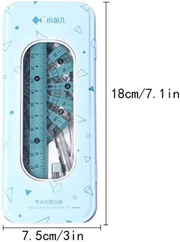 LABANCA 7 Pcs Compass Set with Protractor Rulers Drafting Tools Kit for Math Geometry (Y-Blue)