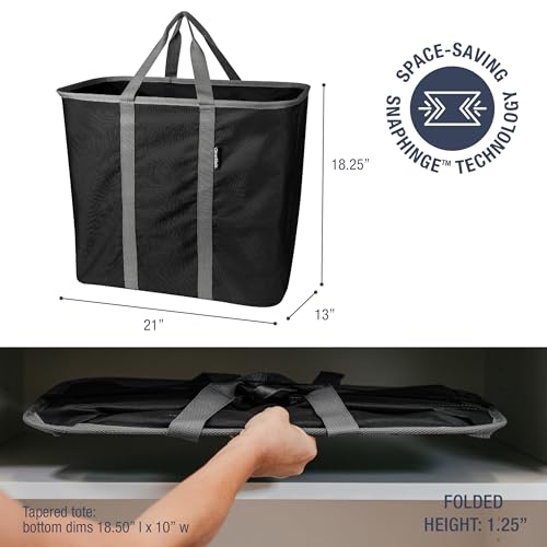 CleverMade Collapsible Laundry Caddy – Foldable Laundry Hamper & Tote, XXL 64L Pop-Up Laundry Basket with Handles, Space-Saving Laundry Organizer for Home, Dorm, Closet & Travel, 2 Pack - Black Gray - color: Black Gray