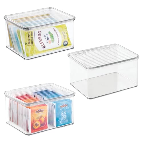 iDesign Plastic Stackable Hinged-Lid Pantry or Kitchen Storage Box - Set of 3 - Clear - style: Pack of 3