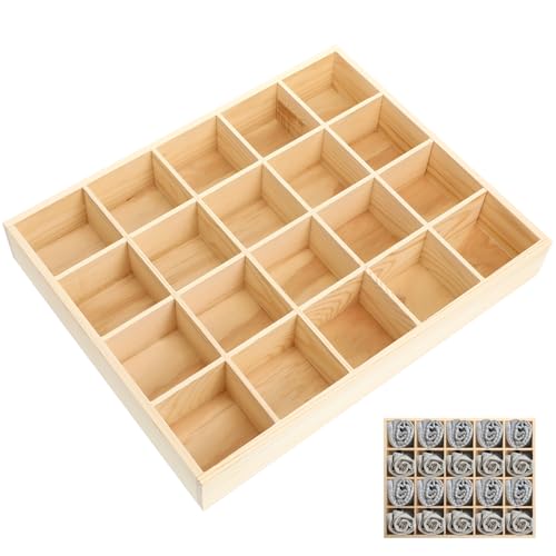Ciieeo Wooden Drawer Organizer Box 13.38X10.62X1.96In Multi-Compartment Storage Divider for Socks Underwear Keys Home Closet Organization