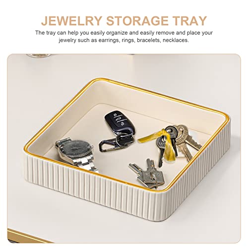 Cabilock Decorative Trinket Plate Elegant Key Tray Organizer for Entryway Small Jewelry Storage Dish Smooth Edges Versatile Density Board Design for Home Office Use