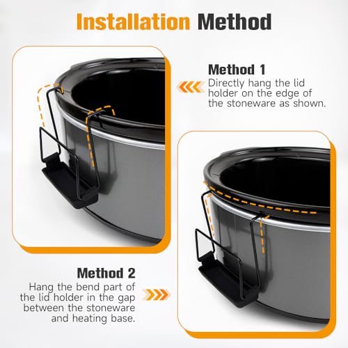 SOPHICO Slow Cooker Lid Holder for Cooking, Hand Free Pot Lid Organizer, Stainless Steel Rack with Silicone Sink, Fits Most Slow Cookers, Keeps Countertop No Mess (Black, 2 Pack) - color: Black, 2 Pack