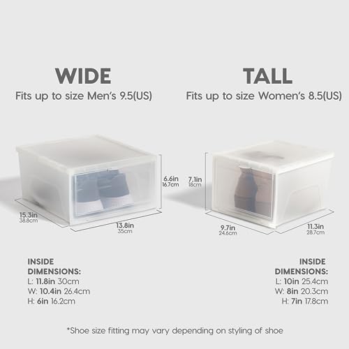 IRIS USA Stackable Shoe Storage Box with Latch Drop Front Door, 6-Pack, for Scarf Game Organizer Container with Ventilation Holes for Closet Under Bed Entryway Storage, Strudy, Tall, Clear - size: 14 Qt Drop Front - 6 Pack