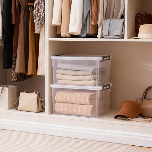 Citylife 17 QT Plastic Storage Bins with Lids Latching Stackable Storage Containers for Organizing Large Clear Storage Box for Garage, Craft, Toys, Closet, Home, 1 Packs - size: 1 Pack-17QT-N
