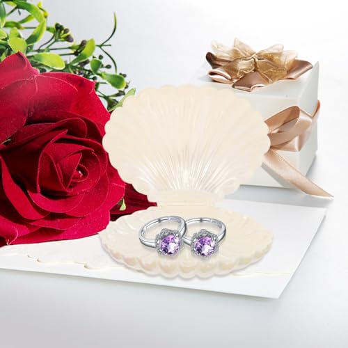 SAFIGLE Pearlescent Shell Jewelry Tray and Key Box Compact Clam Organizer for Rings Earrings Necklaces Decorative Desktop Storage for Entryway and Home