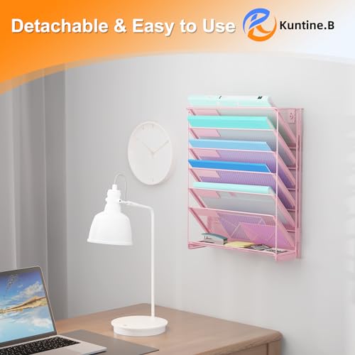 Kuntine.B Wall File Organizer (Pink, 7 Tier) - color: Pink, size: 7 Tier