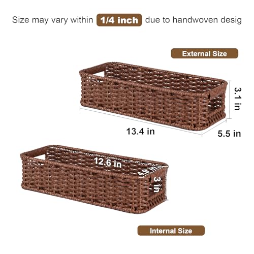 Water-Resistant Toilet Paper Basket: Tank Topper Organizer Brown Handwoven Modern Natural Style - color: Brown, size: small (2-pack)