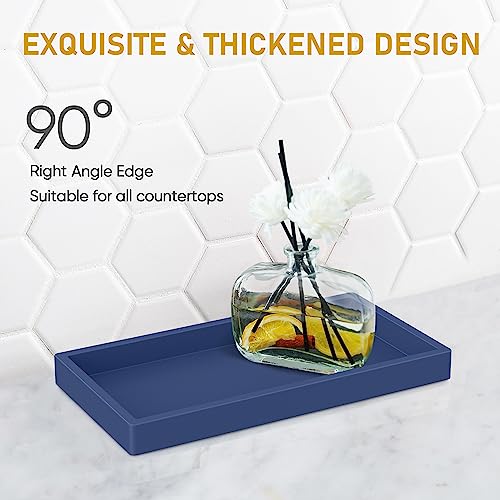 Silicone Vanity Tray - Thickened, Shatterproof, Rectangle - 7.8 * 3.9 in - For Counter, Soap Dispenser - color: Sapphire Blue, size: Small-7.8*3.9 in
