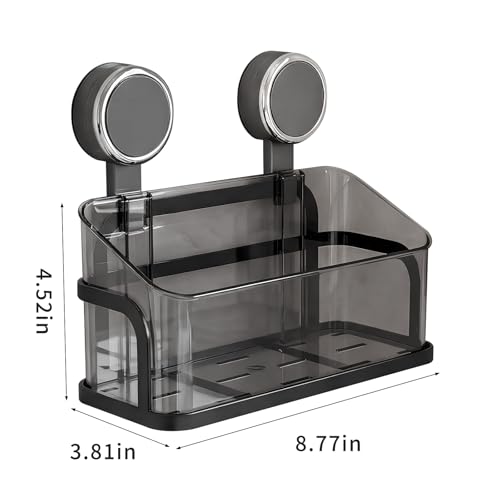 Shower Caddy Suction Cup, Removable Bathroom Organizer Shelf for Shower Storage, No Drilling Clear Square Shower Shelves, Large Capacity & Reusable, 1 pack - color: Gray2