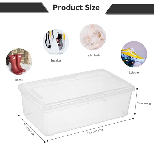 novelinks 6 Qt Storage Box Clear Plastic Stackable Bin with Lids Storage Latch Box Organizing Container,12 Pack Transparent