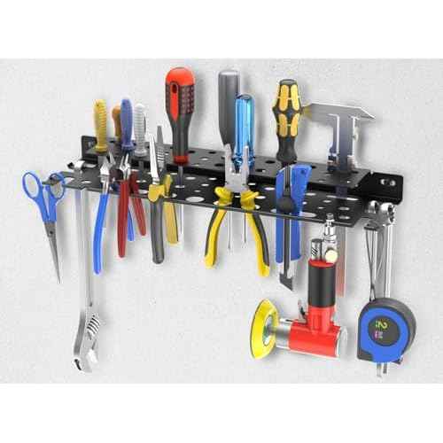 WallMount Tool Storage Rack, 17'' Screwdriver Holder Organizer, Equipped Suspension Holes for Pneumatic Tools