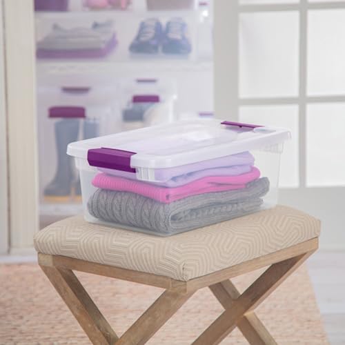 Sterilite 12-Pack ClearView Latch Box, Stackable Organizer Bins with Lids, 15 Quart - Clear Plastic Organization Containers for Closet, Bedroom, Shelving Units and Home or Office Storage - size: 12 Pack, style: 15 Quart
