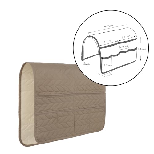 Waterproof No-slip Sofa Couch Remote Control Holder Chair Armrest Caddy Pocket Organizer Storage Bag for Cellphone Tablet Notepad Book Magazines DVD Eyewears Drinker Snacks Holder Pouch (Khaki) - color: Khaki