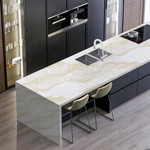 Anmon Marble Contact Paper Peel and Stick Wallpaper,Thickened Self Adhesive Waterproof Vinyl Film Faux Granite Roll Removable for Countertop Kitchen Bathroom Cabinet 17.7" x 236"