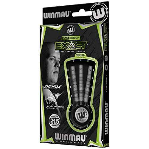 WINMAU Darts Set - Michael Van Gerwen MvG Exact Steeltip Darts - Includes Darts Flights & Stems, Available in 21.5g, 23g, 24g & 25g, Professional 90% Tungsten Darts Set