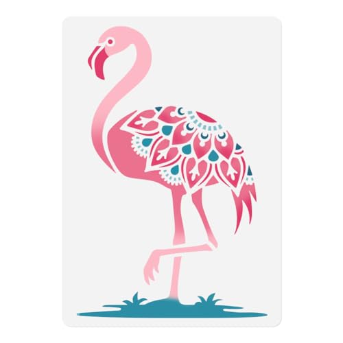 Flamingo Deco Wall Stencil Template 11.7 x 8.3 Inch Reusable Bird Stencil for Painting on Wood Wall Floor Fabric Furniture, Flamingo DIY Home Decor Craft Stencil