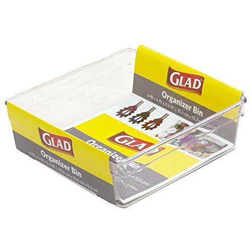 Glad Clear Plastic Organizer Bin – 6” x 6” x 2.2” Drawer Storage Tray with Non-Slip Feet, Clear (Pack of 6) - size: 6x6 (Pack of 6)