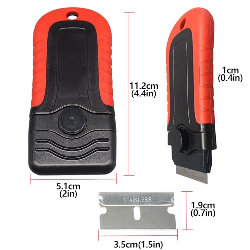 Razor Blade Scraper Tool with 10Pcs Stainless Steel Blades for Removing Stickers,Labels,Decal,Glue,Paint,Adhesive from Window,Glass,Stove Top,Car,Tile