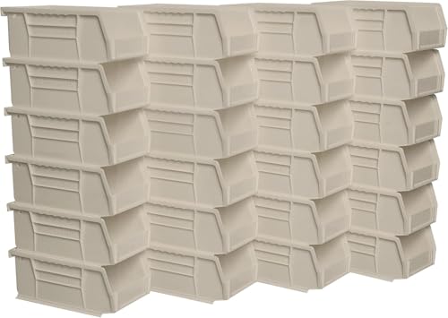 Akro-Mils 30220 AkroBins Plastic Storage Bins, Space-Saving Stackable Bins for Garage, Pantry, Craft Organization, 7" x 4" x 3", Stone, 24-Pack - color: Stone