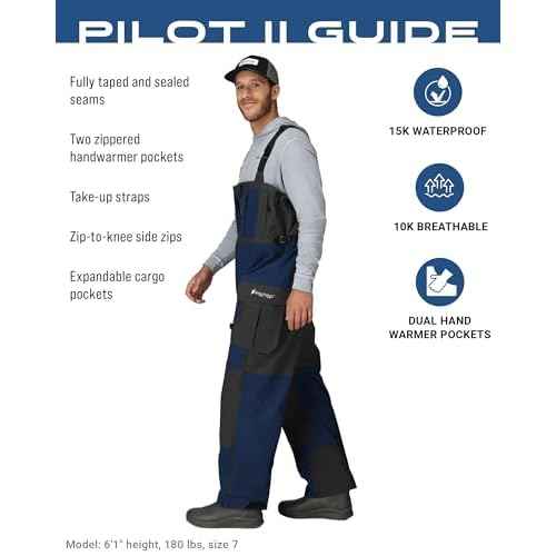 FROGG TOGGS Men's Pilot II Guide Waterproof Breathable Rain Bib, Dust Blue/Slate, Medium