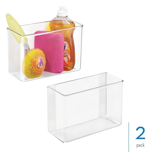 iDesign Adhesive Organizer Bin - Damage-Free Hanging for Kitchen, Bathroom, or Office - Set of 2 - Clear - style: Pack of 2