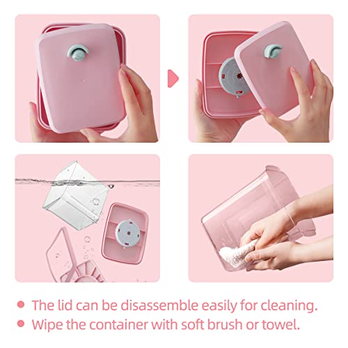 Ankou Formula Container - 1700ml Airtight Formula Dispenser One Button Handy Milk Powder Container BPA-Free Storage Containers with Scoop and Scraper Transparent 730g - color: 1700ml Pink