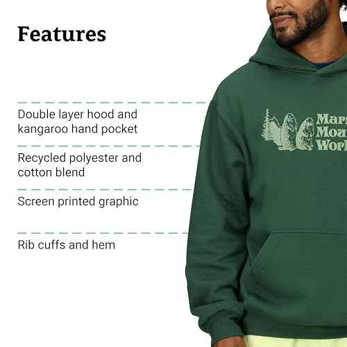 MARMOT Men's MMW Hoody - Hooded Sweatshirt with Screen Printed Graphic, Double-Layer Hood and Kangaroo Pocket