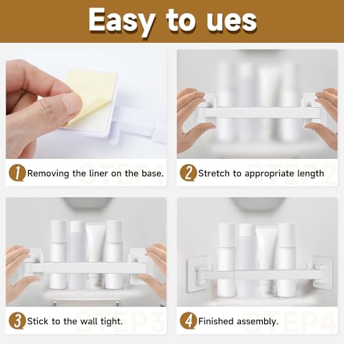 SZZSAF RV Shower Corner Storage Bar Base Angle and Adjustable Rod Length Bottom White Corner Stand, Suitable for Fixing Toilets and bathrooms in RV (3)