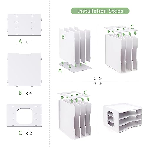 SONGWAY Scrapbook Paper Organizer 12x12-4 Tier File Organizer for Desk, 12x12 Stackable Scrapbook Paper Storage Trays, Desktop File Storage Cube for Home Office School - size: 4 Tier