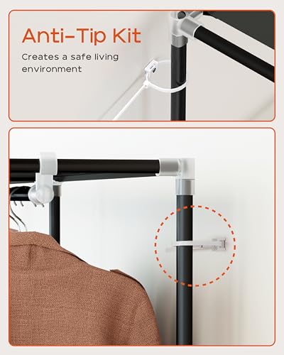 CASAMAYA Portable Closet, 66.9 Inch Large Capacity Wardrobe Closet with Cover, Clothes Storage Organizer with Shelves and 4 Hanging Rods, Easy to Assembly, Black PCT204B01 - size: 66.9"L x 17.7"W x 70.9"H