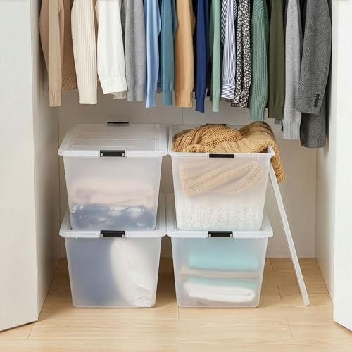 IRIS USA 4-Pack High-Capacity Clip Box with Latching Lids, 55 Quart Storage Bins, Supply Containers for Home, Office & Classroom Organization - size: 55 Qt, style: 4 Pack