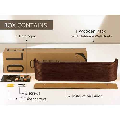 OLEEK Wall Coat Rack - Wall Shelf with Hooks - entryway Hooks - entryway Shelf - Modern Coat Rack - Wooden Coat Rack Wall Mount for Home Decor - Wooden Mount for Home Decor - Jacket Hanger