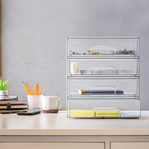 Sorbus Acrylic Storage Containers - 2 Pack, Stackable Storage Bins Set for Bathroom Organization - Clear Acrylic Drawer Organizers - Makeup Case Pull-Out Drawers (12.1’’ Wide) - size: 2 Pack, 12.1’’ Wide