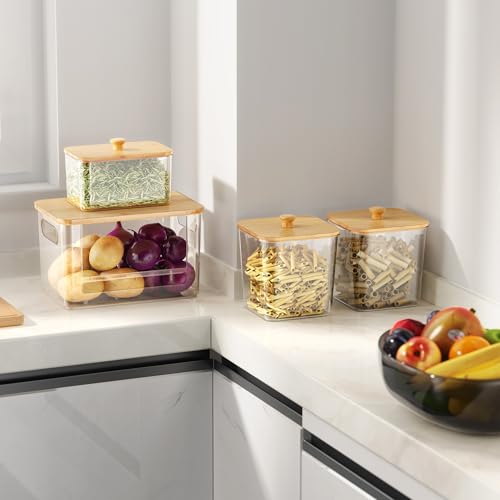 Extra Large Trash Bag Holder 4 Pack Garbage Bag Dispenser Roll Holder with Lid Laundry Room Organizer Under Sink Stackable Storage, Wall Mounted Laundry Dryer Sheet Holder Clear Pod Container - color: 4Pcs