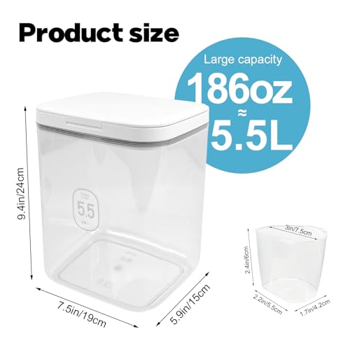 5.5L Laundry Detergent Dispenser with One-Press Lid Laundry Powder Container for Laundry Room Organization & Storage Pod and Airtight Dishwasher Pod Holder for Bead Powder, 1 Pack