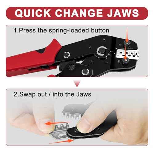 Terminal Crimping Tool and Multi-Purpose Wire Stripper Kit - Multiple jaw sizes, ratcheting design, Wire Crimper Tool - Ideal for mc4 crimping, wiring, repair electrical