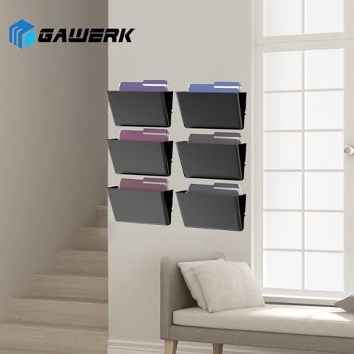 Gawerk Clear Acrylic Single Pocket, Plastic Hanging Wall Mount File Holder for Office Home (Black, 2 Pack) - color: Black, size: 2 Pack