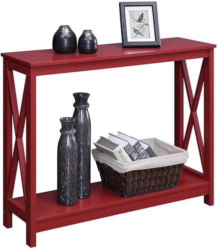 Convenience Concepts Oxford Console Table 39.5" - Sofa Table with Storage Shelf, Transitional Entryway Hall Table for Living Room and Bedroom, Display Foyer Table, Cranberry Red - color: Cranberry Red
