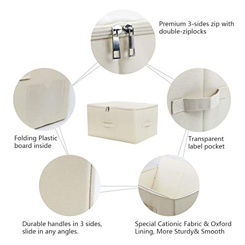 iwill CREATE PRO Collapsible Rigid Storage Bins with Lid, Shelves Clothes Storage Cubes, Tide Up Your Wardrobe, Beige, Set of 2 - color: Beige