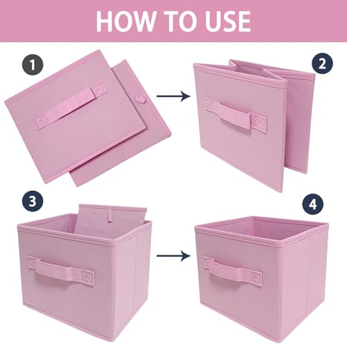 EBIGIC Pink Bins[6 Pack] 9.0"x7.5"x7.5" Small Size Fabirc Foldable Closet Toy Organizer Collapsible Cloth by BIGIC… - color: Pink 6Pack, size: 9”x 7.5”x 7.5”