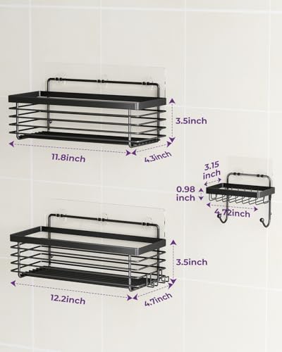 ODesign Shower Caddy 3 Pack SUS304 Stainless Steel-No Drilling-Shower Bathroom Shelves Rack,Rustproof Wall Mounted,Adhesive Shower Shelf Basket Organizer-Black - color: Black