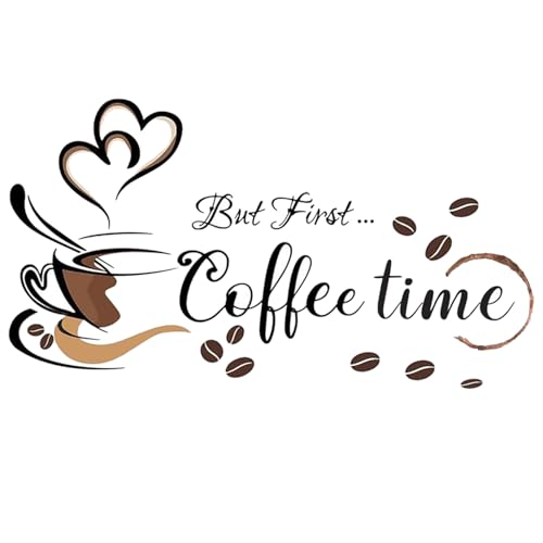 Kitchen Wall Stickers Coffee Bar Signs for Wall Decor, hanlongyu Coffee Cup Stickers Peel and Stick Art Decals for Cafe Shop Pub Office Home Decorations