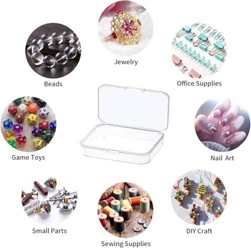 MFDSJ 24 Pcs Mini Plastic Storage Containers Box with Lid, 3.5x2.4 Inches Clear Rectangle Box for Collecting Small Items, Beads, Game Pieces, Business Cards, Crafts Accessories