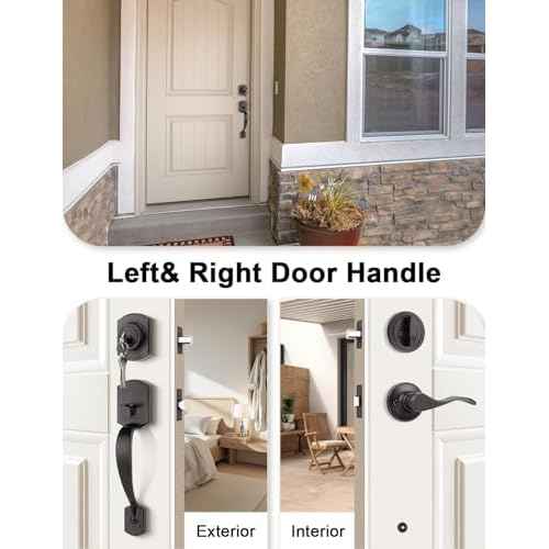 Camelot Front Door Handle and Deadbolt Set, Front Door Lock Set, Oil-Rubbed Bronze Finish, Upgated Entry Door Handle with Accent Wave Door Lever with Reversible Handle Lever, 1 Pack
