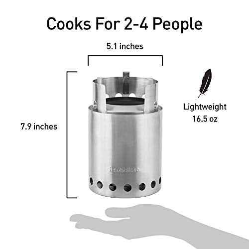Solo Stove Titan Camping Stove Portable Stove for Backpacking and Outdoor Cooking Great Stainless Steel Camping Backpacking Stove Compact Wood Stove Design-No Batteries or Liquid Fuel Canisters Needed