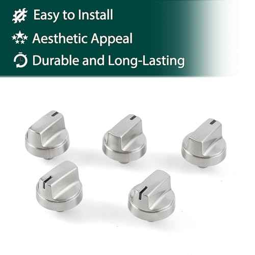 WB03X29315 KIP 5U06 191D9233 Stove Knobs Cooktop Replacement Parts for GE Cooktop Knob Stainless Steel 30 Inch JGP5030SLSS Gas Range Oven Knobs Stove Top Control Knob Surface Burner Knobs 5 Pcs